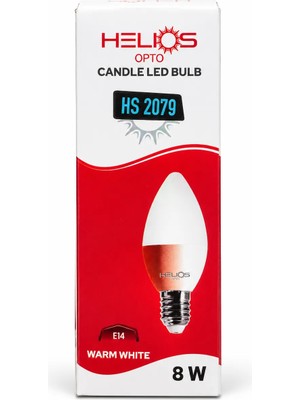 Helios HS-2079 8W E14 Duy Kıvrık Buji Kısa Mum LED Ampul 3000K Gün Işığı