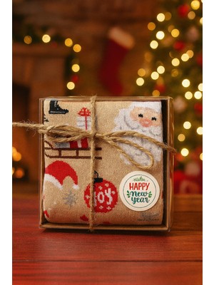 Feemels Kutulu Yılbaşı Hediyesi - Unisex Noel Çorabı - Kutulu Hediye Çorap