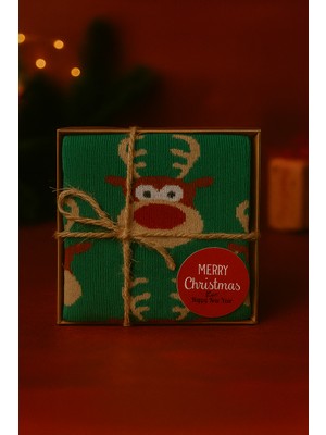 Feemels Kutulu Yılbaşı Hediyesi - Unisex Noel Çorabı - Kutulu Hediye Çorap