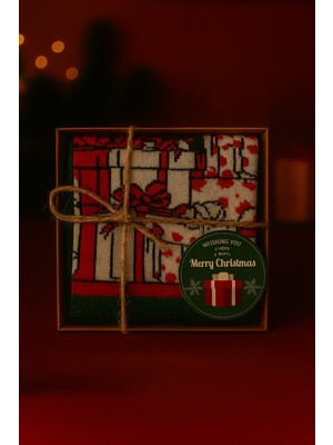 Feemels Kutulu Yılbaşı Hediyesi - Unisex Noel Çorabı - Kutulu Hediye Çorap