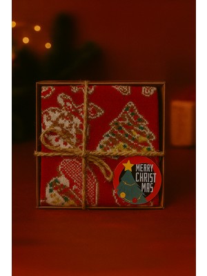 Feemels Kutulu Yılbaşı Hediyesi - Unisex Noel Çorabı - Kutulu Hediye Çorap