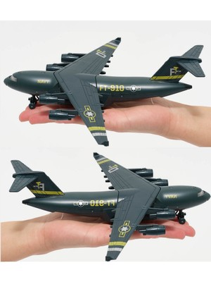 Oyuncak Sahili Boeing C17 Transport Aircraft Uçak Yakıt Kargo Nakliye Uçağı Geri Çekbırak 22X21cm Metal Collectıon C 17 Model Kokpit Işık Ses Efektli