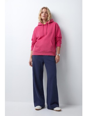 Markapia Woman Kadın Kapüşonlu Cepli Fuşya Sweatshirt