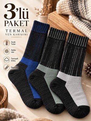 Baff Unisex Termal Yün Karışımlı Çorap – 3'lü Paket