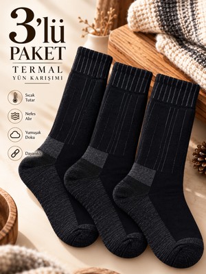 Baff Unisex Termal Yün Karışımlı Çorap – 3'lü Paket