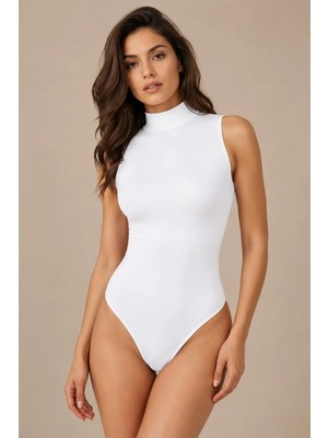 Nymora Kadın Balıkçı Yaka Kolsuz %95 Pamuk Esnek Body 5'li Beyaz