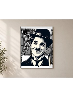 Çetin Kardeşler Charlie Chaplin Portresi Duvar Dekoru Ahşap Mdf Baskı Tablo Mdf Tablo