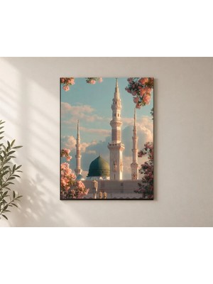 Çetin Kardeşler Cami ve Çiçek Duvar Dekoru Ahşap Mdf Baskı Tablo Mdf Tablo