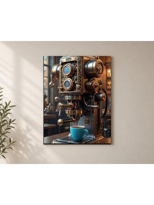 Çetin Kardeşler Buharlı Kahve Makinesi Fincan Salon Ahşap Mdf Baskı Tablo Mdf Tablo