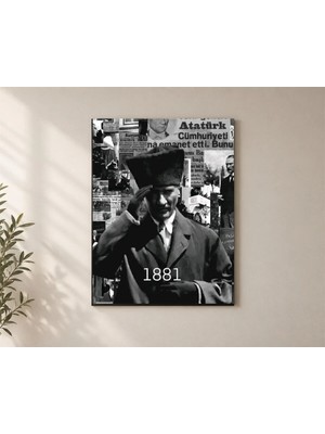 Çetin Kardeşler Atatürk Portresi Duvar Dekoru Ahşap Mdf Baskı Tablo Mdf Tablo