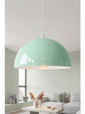 Marrien Luna Mint Yeşili Metal Sarkıt (30 cm) Yemek Masası Üstü Avize Mutfak & Salon Aydınlatması