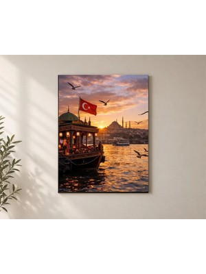 Çetin Kardeşler Vapur, Ayasofya ve Kızıl Salon Ahşap Mdf Baskı Tablo Mdf Tablo
