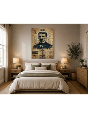Çetin Kardeşler Nikola Tesla Elektrik Duvar Dekoru Ahşap Mdf Baskı Tablo 1 Mdf Tablo