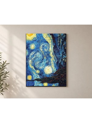 Çetin Kardeşler Van Gogh Yıldızlı Gece Yıldızlar, Bulutlar ve Duvar Dekoru Ahşap Mdf Baskı Tablo Mdf Tablo