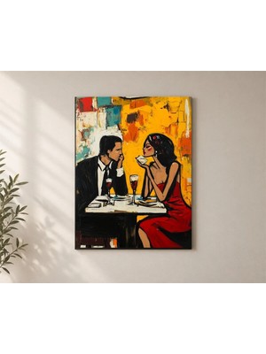 Çetin Kardeşler Restoran Masasında Çift Sanat Duvar Dekoru Ahşap Mdf Baskı Tablo Mdf Tablo