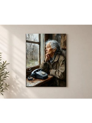 Çetin Kardeşler Yaşlı Kadın Penceresi Salon Ahşap Mdf Baskı Tablo Mdf Tablo
