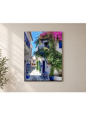 Çetin Kardeşler Çiçekli Sokak Motifi Salon Ahşap Mdf Baskı Tablo Mdf Tablo