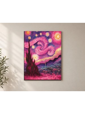 Çetin Kardeşler Van Gogh Yıldızlı Gece Manzarası Duvar Dekoru Ahşap Mdf Baskı Tablo Mdf Tablo
