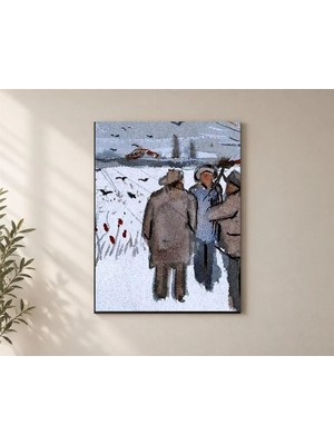 Çetin Kardeşler Yürüyen Insanlar Kar Duvar Dekoru Ahşap Mdf Baskı Tablo Mdf Tablo