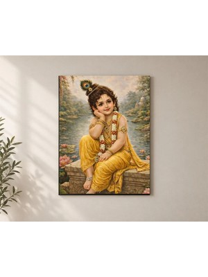 Çetin Kardeşler Lord Krishna ve Radha Bebe Hediyelik Duvar Dekoru Ahşap Mdf Baskı Tablo Mdf Tablo
