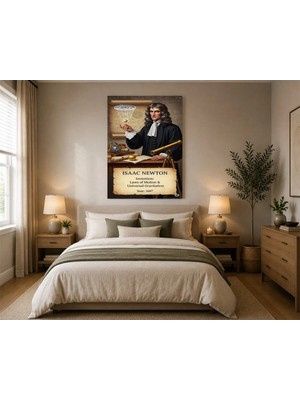 Çetin Kardeşler Isaac Newton Portresi Duvar Dekoru Ahşap Mdf Baskı Tablo Mdf Tablo