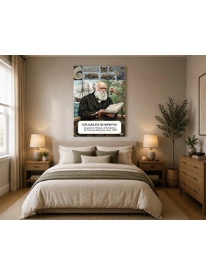 Çetin Kardeşler Charles Darwin Portresi Duvar Dekoru Ahşap Mdf Baskı Tablo Mdf Tablo