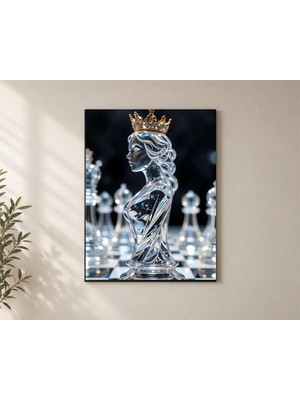 Çetin Kardeşler Satranç Kraliçe Figürü Salon Ahşap Mdf Baskı Tablo Mdf Tablo
