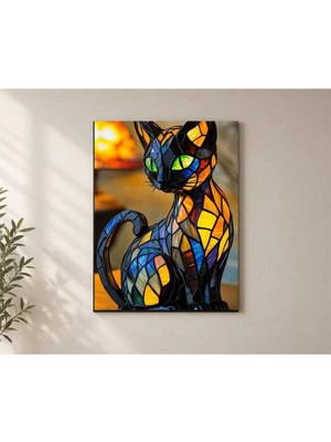 Çetin Kardeşler Kedi Figürlü Duvar Dekoru Ahşap Mdf Baskı Tablo Mdf Tablo