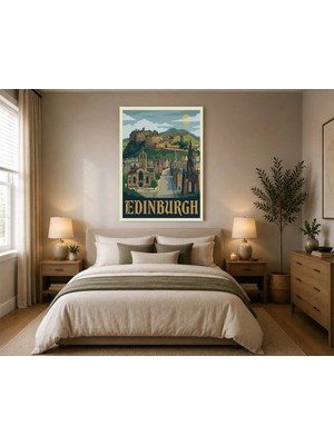 Çetin Kardeşler Edinburgh Kalesi Duvar Dekoru Ahşap Mdf Baskı Tablo Mdf Tablo