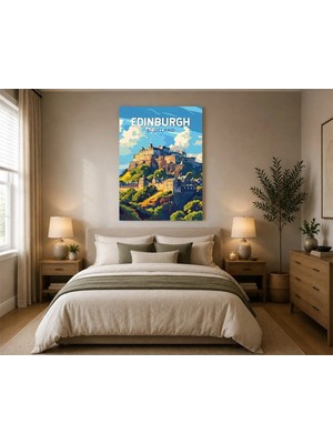 Çetin Kardeşler Edinburgh Kalesi Iskoçya Duvar Dekoru Ahşap Mdf Baskı Tablo Mdf Tablo