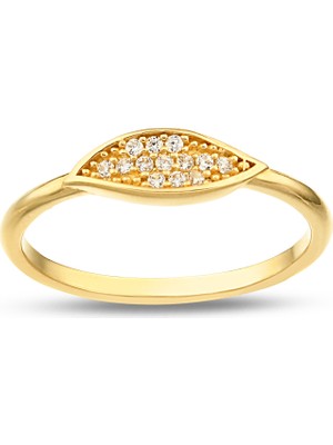 Debora Jewelry 14 Ayar Altın Yaprak Desenli Taşlı Model Yüzük