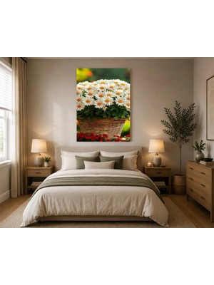 Çetin Kardeşler Çiçek Sepeti Desenli Duvar Dekoru Ahşap Mdf Baskı Tablo Mdf Tablo