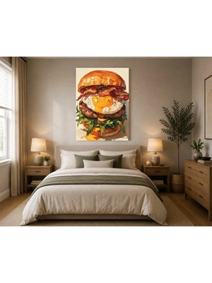 Çetin Kardeşler Burger ve Yumurtalı Mutfak Ahşap Mdf Baskı Tablo Mdf Tablo