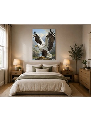 Çetin Kardeşler Büyük Kartal Şelale Duvar Dekoru Ahşap Mdf Baskı Tablo Mdf Tablo