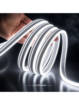 06GEMLIGHT 1 Metre 220 Volt Beyaz Neon LED Suya Dayanıklı 220 Volt Esnek Aydınlatma 6X12MM