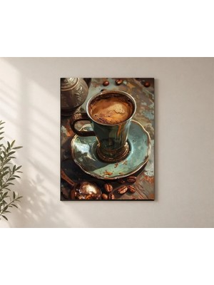 Çetin Kardeşler Türk Kahvesi Fincanı ve Salon Ahşap Mdf Baskı Tablo Mdf Tablo