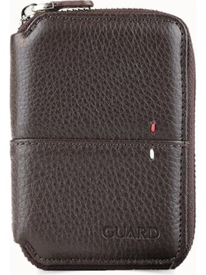 Guard Kahverengi Hakiki Deri Tam Fermuarlı Mini Boy Unisex Cüzdan // GRD261010WT1843