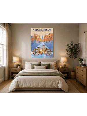 Çetin Kardeşler Amsterdam Bisiklet Kanalı Duvar Dekoru Ahşap Mdf Baskı Tablo Mdf Tablo