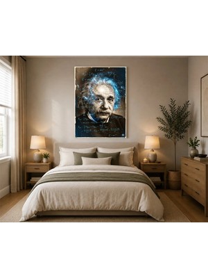 Çetin Kardeşler Albert Einstein Portresi Duvar Dekoru Ahşap Mdf Baskı Tablo Mdf Tablo