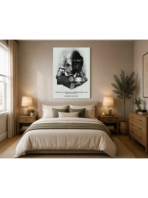 Çetin Kardeşler Albert Einstein E=mc² Duvar Dekoru Ahşap Mdf Baskı Tablo Mdf Tablo