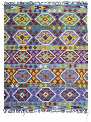 Kilim Co. Afgan Kilim, Yünden El Dokuma Geometrik Desenli 125X185 cm (2.31 M²)