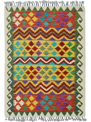 Kilim Co. Afgan Kilim, Yünden El Dokuma Geometrik Desenli 90X120 cm (1.08 M²)
