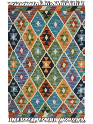 Kilim Co. Afgan Kilim, Yünden El Dokuma Geometrik Desenli 80X120 cm (0.96 M²)