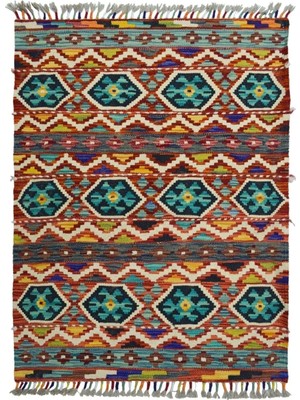 Kilim Co. Afgan Kilim, Yünden El Dokuma Geometrik Desenli 85X115 cm (0.98 M²)