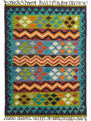 Kilim Co. Afgan Kilim, Yünden El Dokuma Geometrik Desenli 90X125 cm (1.13 M²)