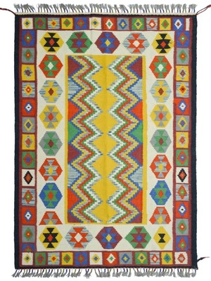 Kilim Co. Afgan Kilim, Yünden El Dokuma Geometrik Desenli 125X185 cm (2.31 M²)
