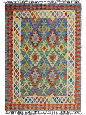 Kilim Co. Afgan Kilim, Yünden El Dokuma Geometrik Desenli 120X180 cm (2.16 M²)