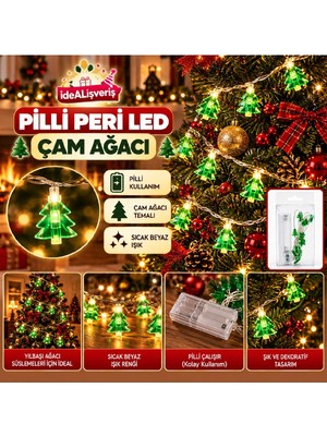 Bkmc Party Pilli Yılbaşı LED Işığı Noel Baba Figürlü Çam Ağacı Süsleme Lambası Dekoratif Peri Işık Zinciri  Yılbaşı Süsü Figürlü LED