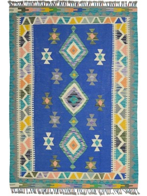 Kilim Co. Afgan Kilim, Yünden El Dokuma Geometrik Desenli 120X190 cm (2.28 M²)