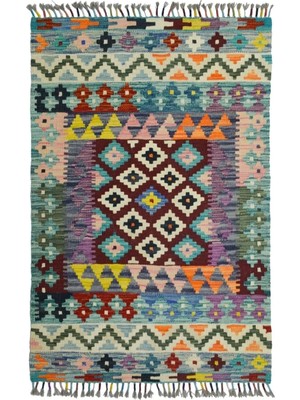 Kilim Co. Afgan Kilim, Yünden El Dokuma Geometrik Desenli 90X135 cm (1.22 M²)